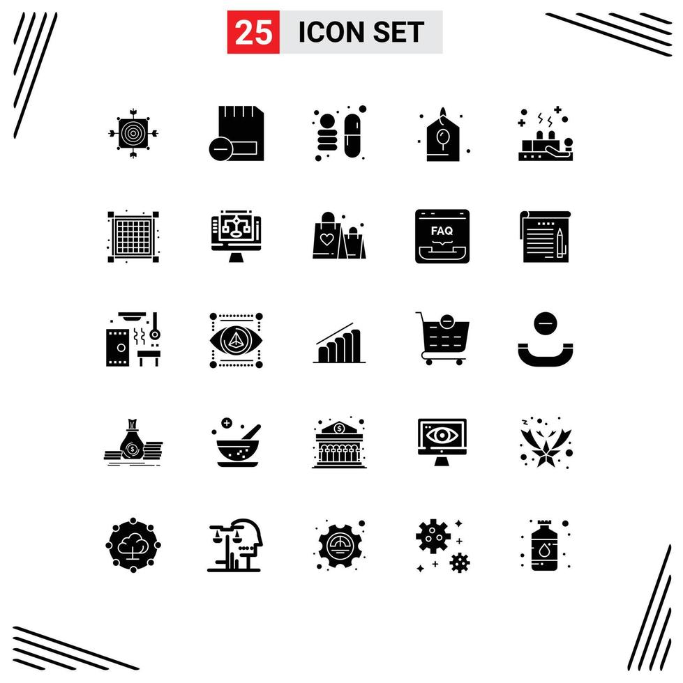 Group of 25 Modern Solid Glyphs Set for cupping gift hardware celebration space Editable Vector Design Elements