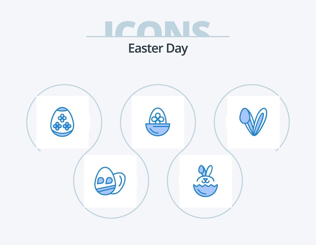 paquete de iconos azul de pascua 5 diseño de iconos. rostro. animal. vacaciones. alimento. Pascua de Resurrección vector