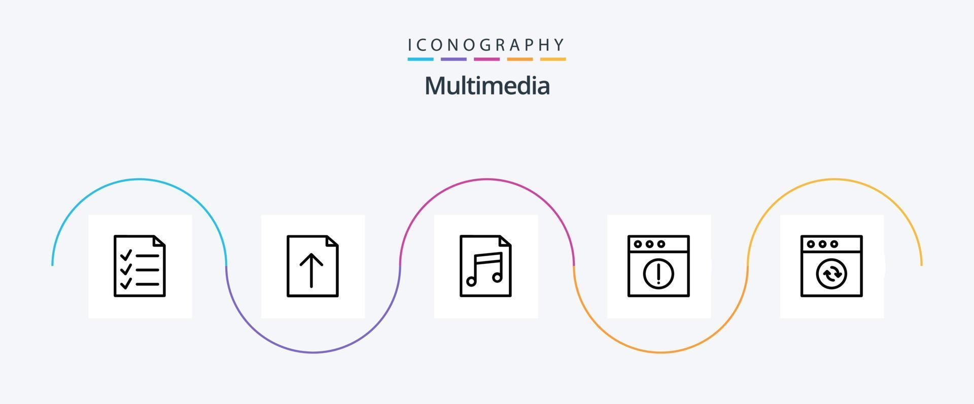 Multimedia Line 5 Icon Pack Including . file. sync. app vector