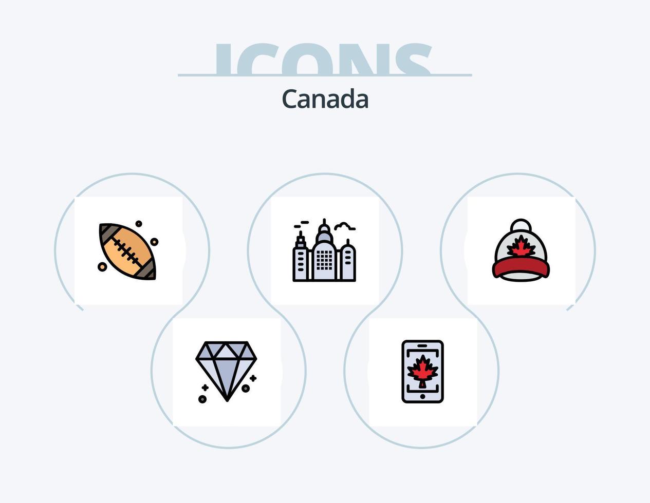 Canada Line Filled Icon Pack 5 Icon Design. fly. canada. chef hat. cup. bottle vector