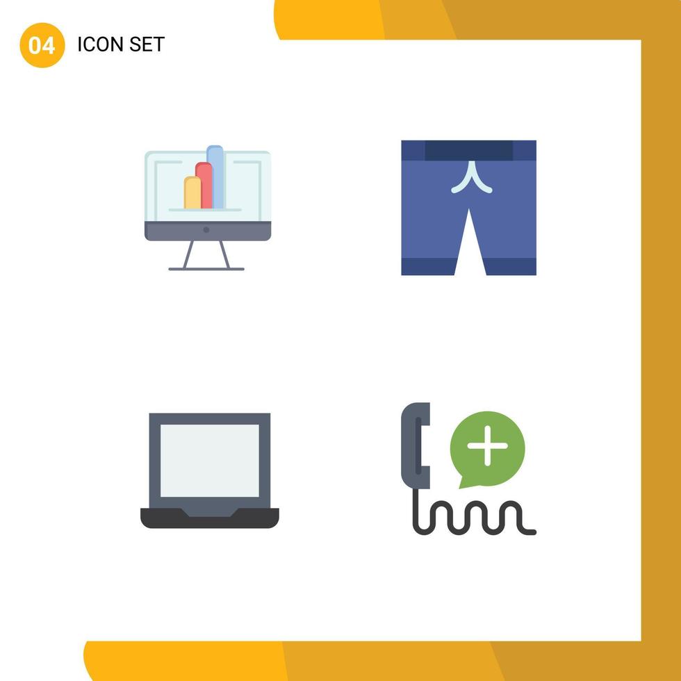 Flat Icon Pack of 4 Universal Symbols of computer laptop graph trouser setting Editable Vector Design Elements
