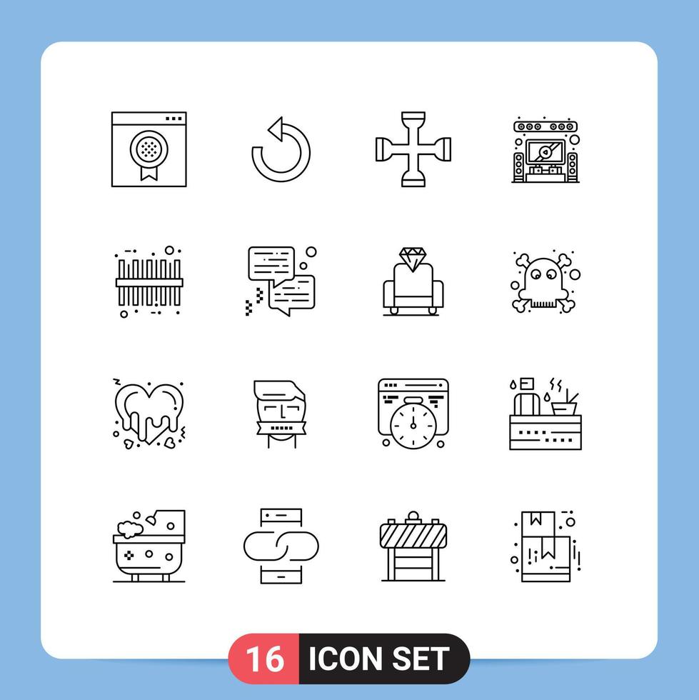 16 Thematic Vector Outlines and Editable Symbols of barcode system cross home wrench Editable Vector Design Elements