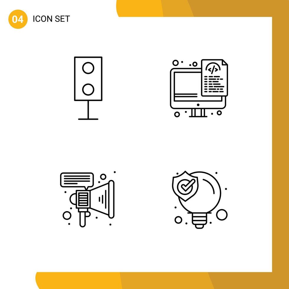 Set of 4 Modern UI Icons Symbols Signs for devices marketing speaker optimization speaker Editable Vector Design Elements