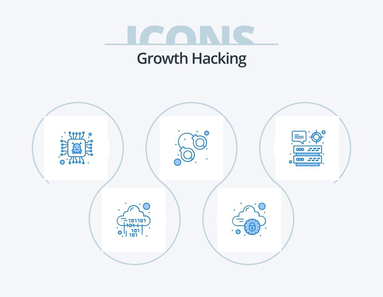 Hacking Blue Icon Pack 5 Icon Design. datacenter. handcuff. internet. bandit. exclamation vector
