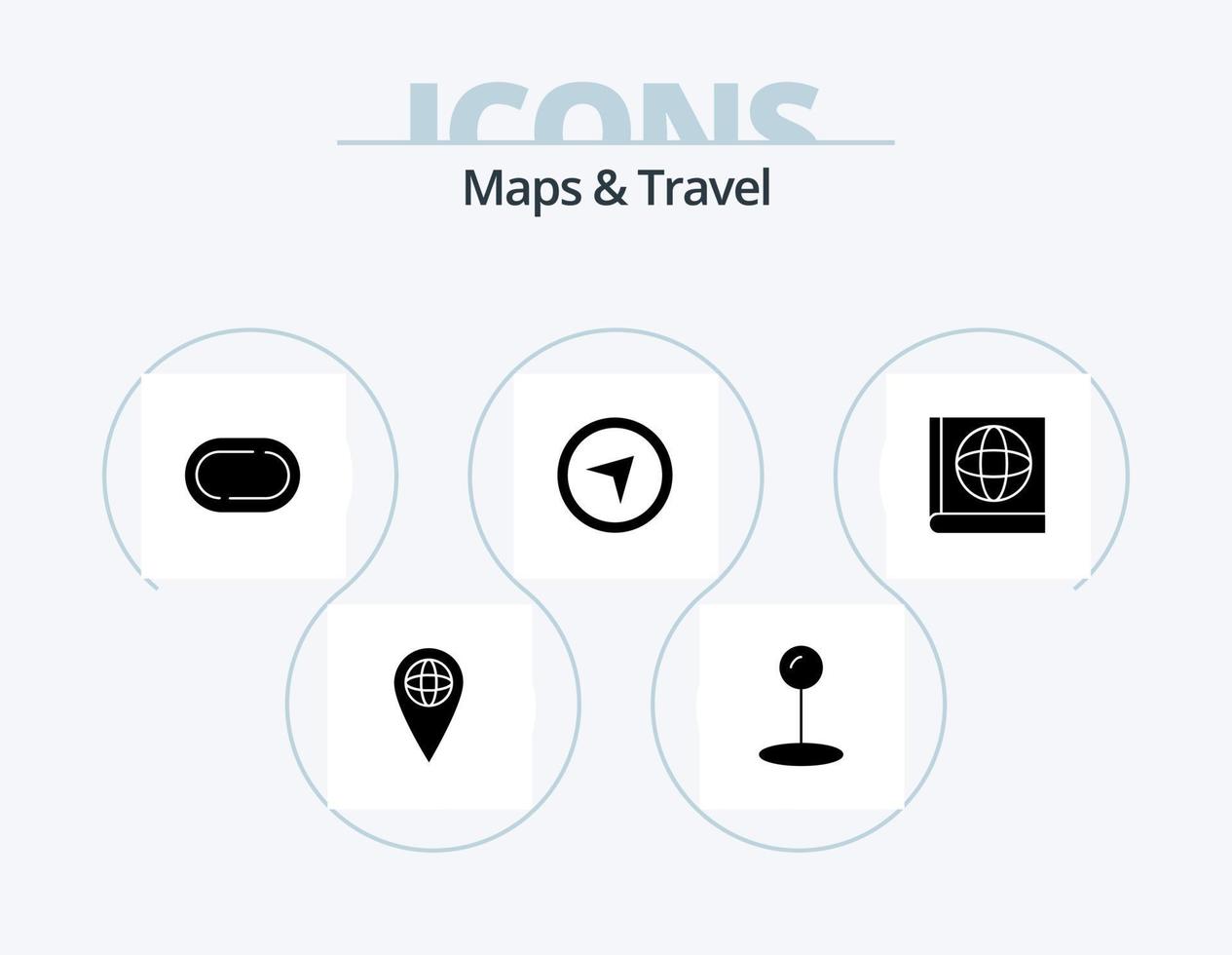 Maps and Travel Glyph Icon Pack 5 Icon Design. . direction. book vector