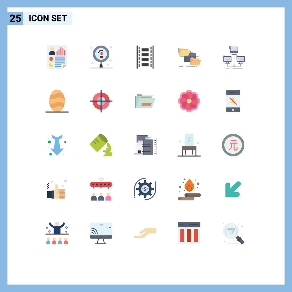 Universal Icon Symbols Group of 25 Modern Flat Colors of move file laboratory folder film reel Editable Vector Design Elements