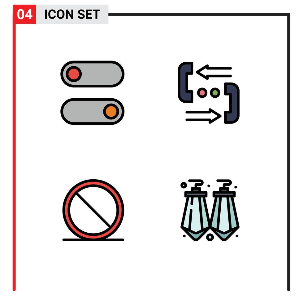 Modern Set of 4 Filledline Flat Colors and symbols such as control cancel call help stop Editable Vector Design Elements