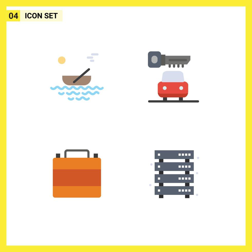 4 Creative Icons Modern Signs and Symbols of boat case river key clothes shop Editable Vector Design Elements