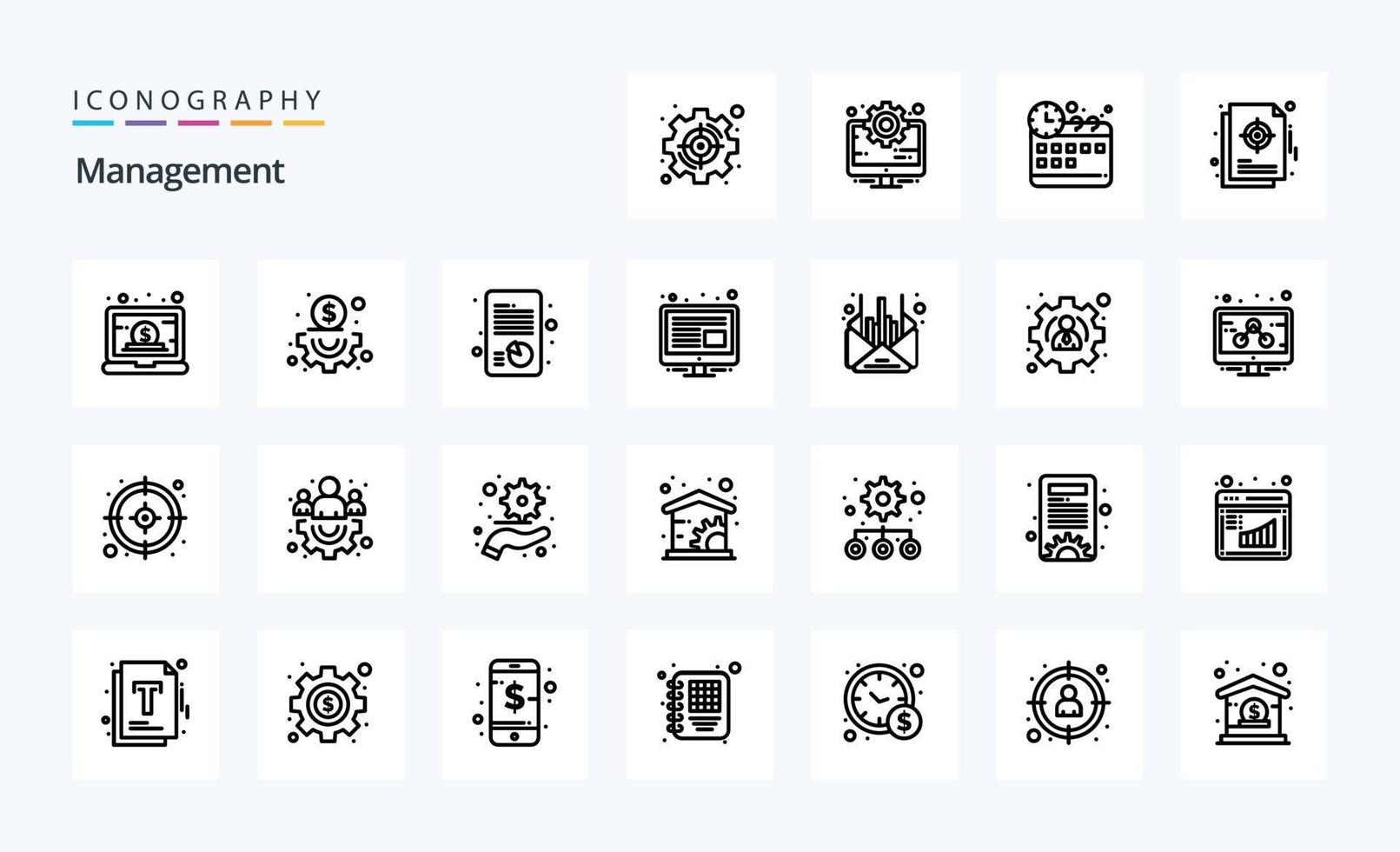 25 Management Line icon pack vector