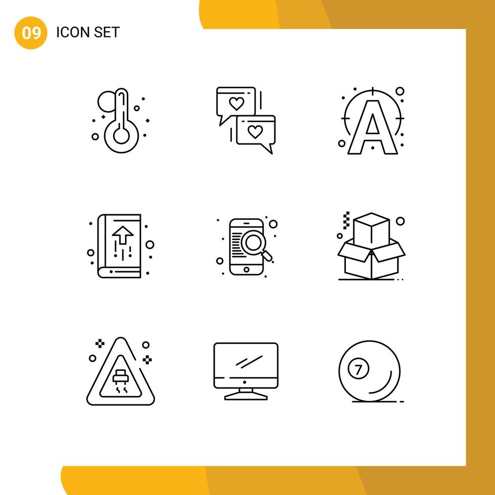 Stock Vector Icon Pack of 9 Line Signs and Symbols for mobile notebook text growth book Editable Vector Design Elements