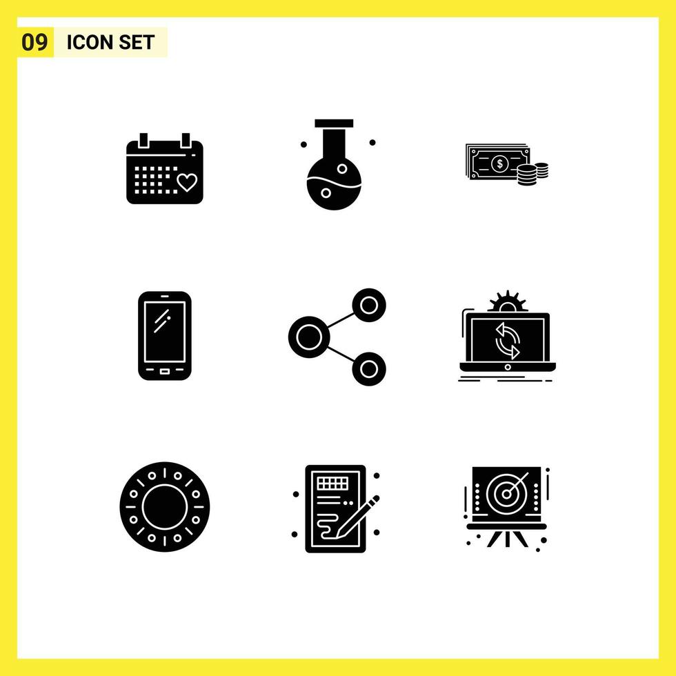 Set of 9 Modern UI Icons Symbols Signs for huawei smart phone science phone money Editable Vector Design Elements