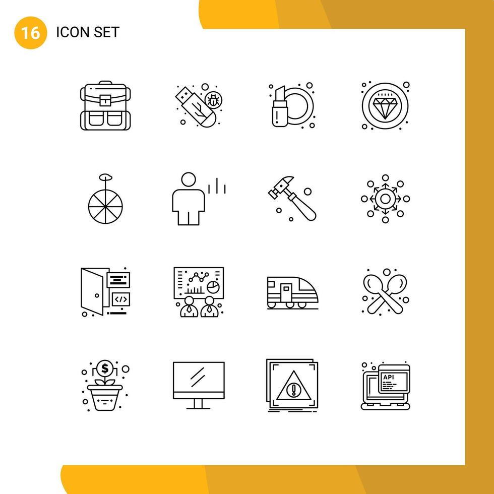 16 User Interface Outline Pack of modern Signs and Symbols of service premium usb label cosmetics Editable Vector Design Elements