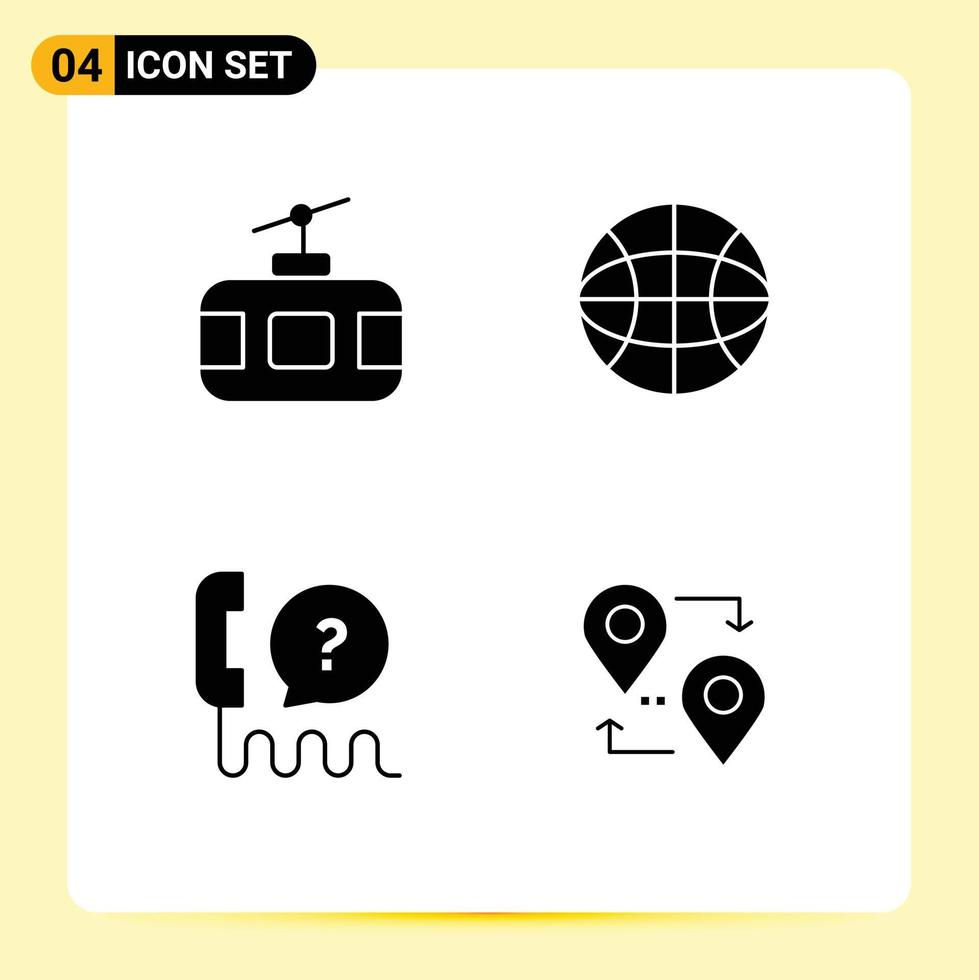 4 Creative Icons Modern Signs and Symbols of cable car help tourism internet service Editable Vector Design Elements