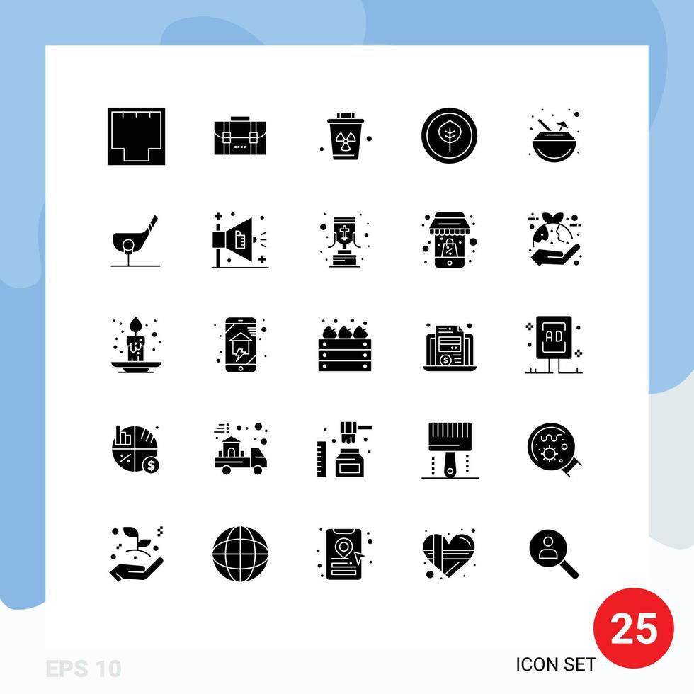 Solid Glyph Pack of 25 Universal Symbols of carnival science office biological trash Editable Vector Design Elements