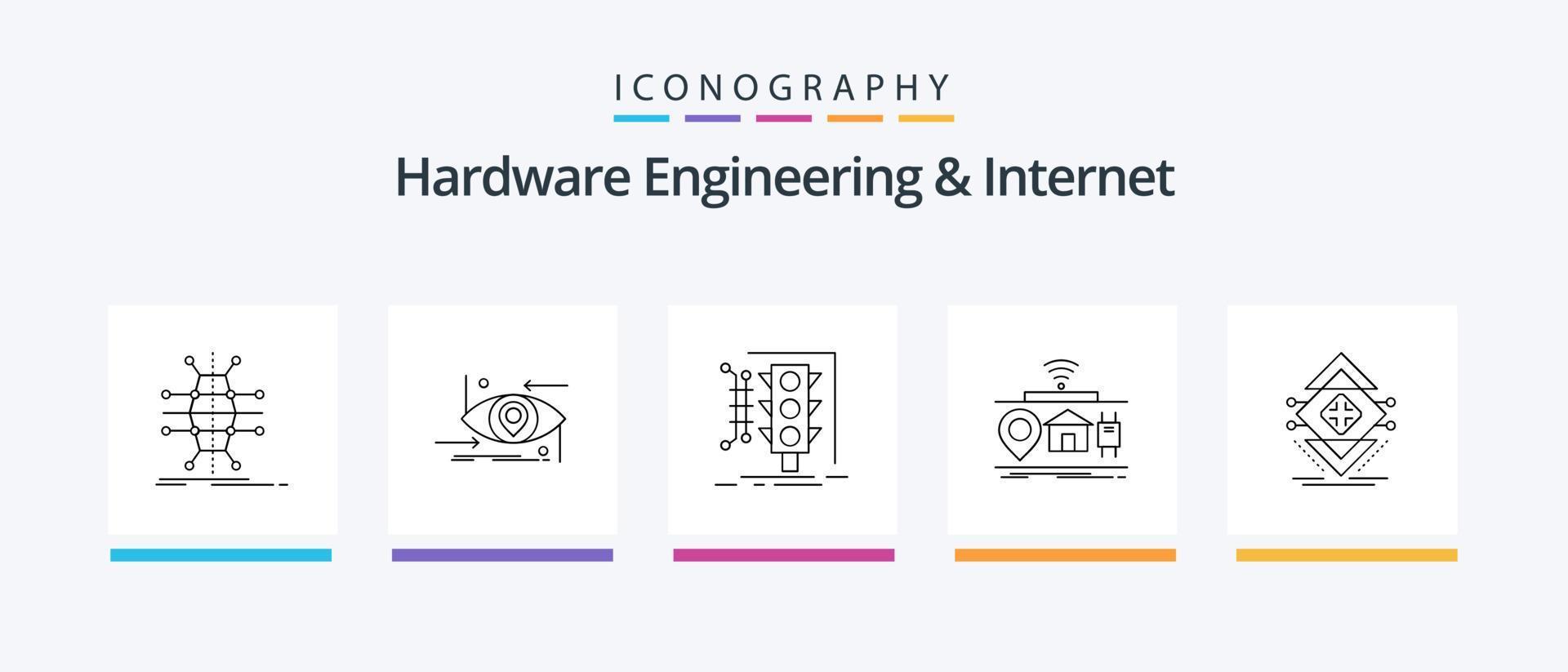 Hardware Engineering And Internet Line 5 Icon Pack Including railway. metro. science. memory. custom. Creative Icons Design vector