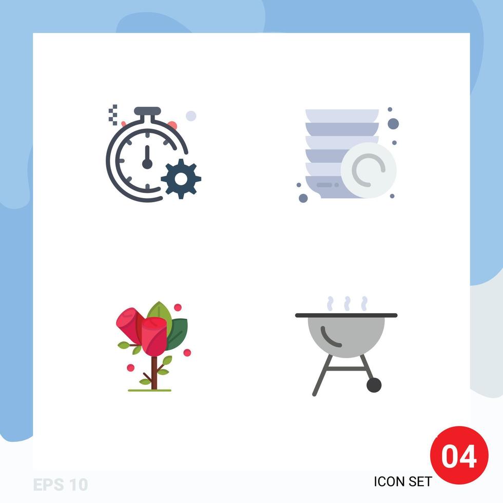 Set of 4 Commercial Flat Icons pack for business love quick plate wedding Editable Vector Design Elements