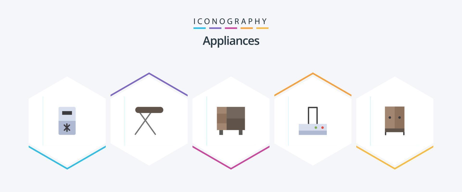 Appliances 25 Flat icon pack including furniture. appliances. home. kitchen. extractor vector