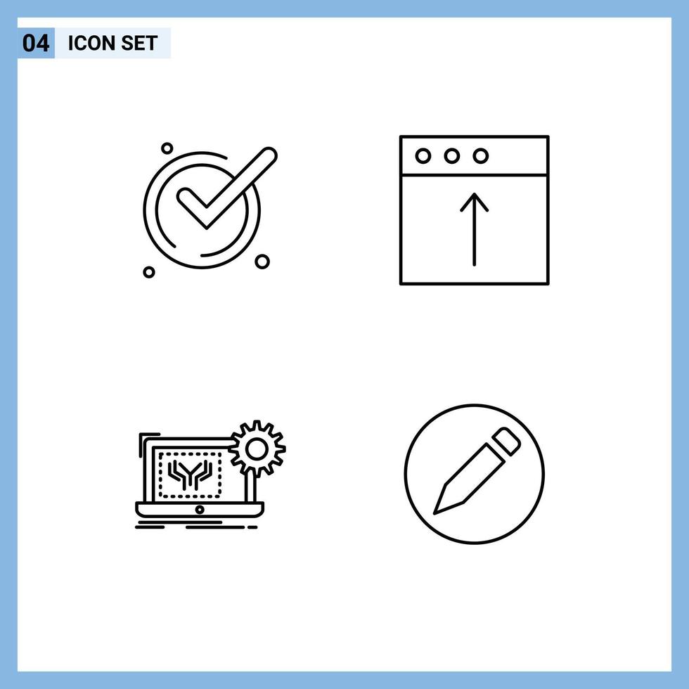 4 Universal Filledline Flat Colors Set for Web and Mobile Applications accept circuit acknowledge mac engineering Editable Vector Design Elements