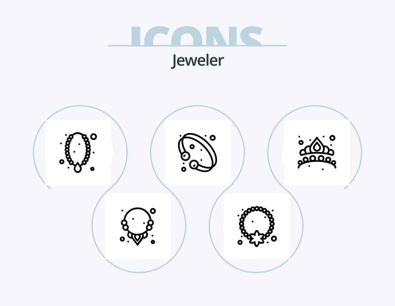 Jewellery Line Icon Pack 5 Icon Design. gold. earring. gem. cap. fashion vector