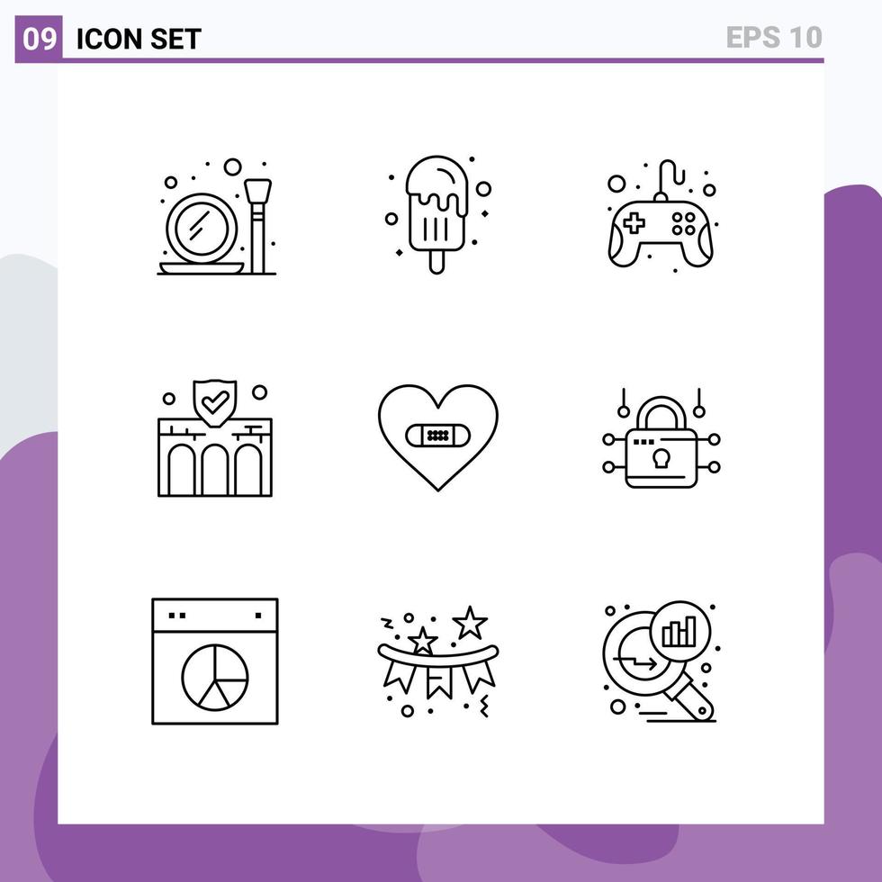 9 Creative Icons Modern Signs and Symbols of hurt insurance control pad construction building Editable Vector Design Elements