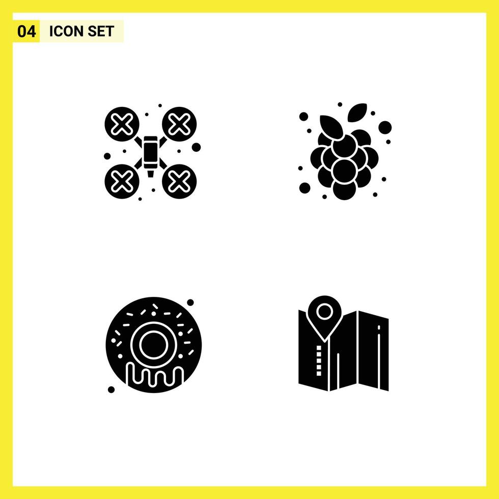 4 iconos creativos signos y símbolos modernos de cam dulce drone robot ubicación de vid elementos de diseño vectorial editables vector