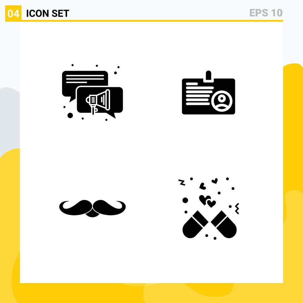 Pack of Modern Solid Glyphs Signs and Symbols for Web Print Media such as conversation movember user employee men Editable Vector Design Elements