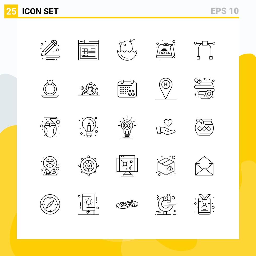 Set of 25 Commercial Lines pack for design payable chicken heavy charge Editable Vector Design Elements