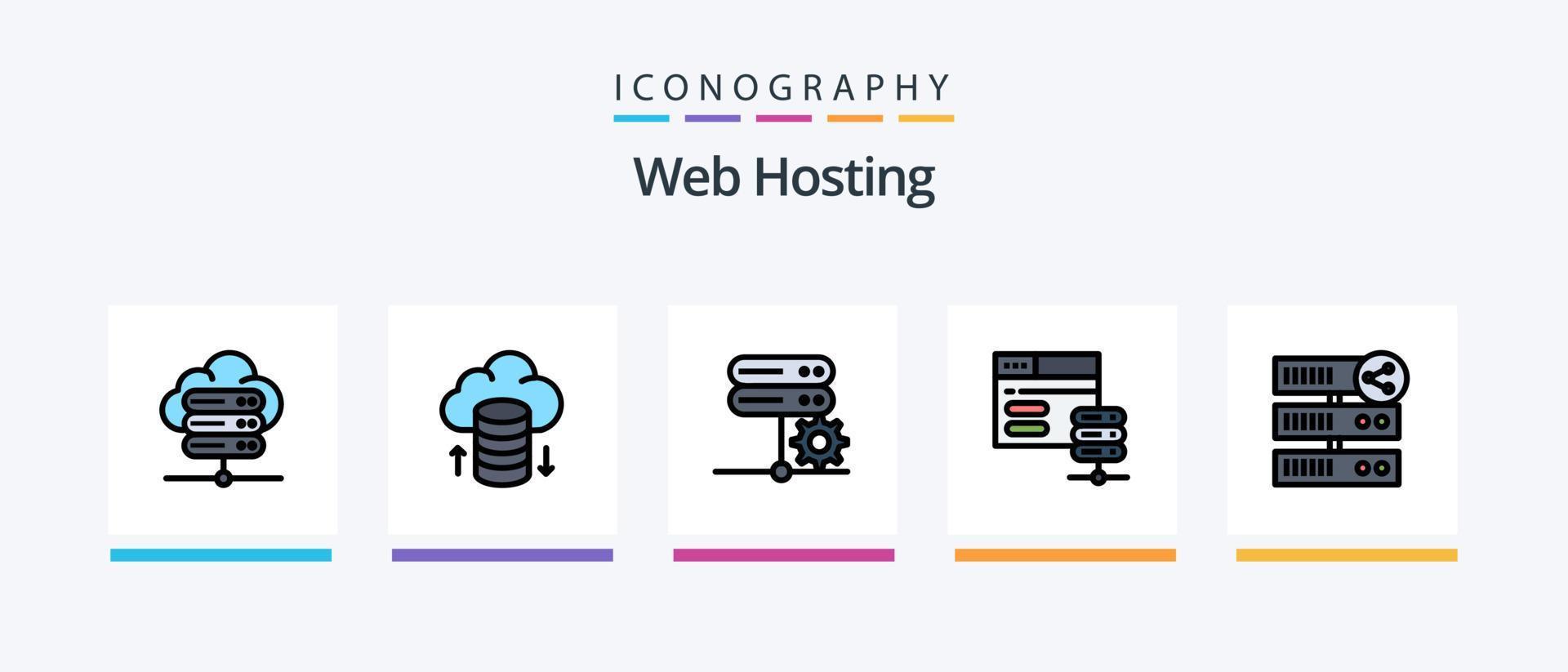 Web Hosting Line Filled 5 Icon Pack Including . shared server . web. database server . server connection. Creative Icons Design vector