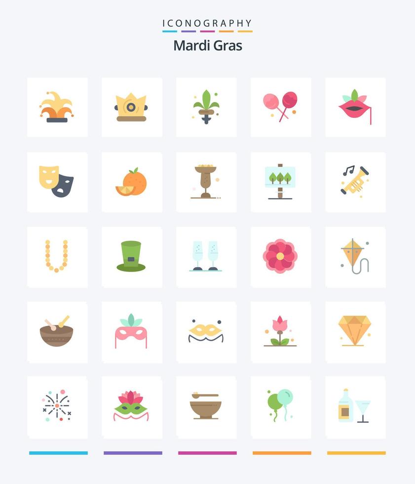 Creative Mardi Gras 25 Flat icon pack  Such As roles. spring. candy. rose. flower vector