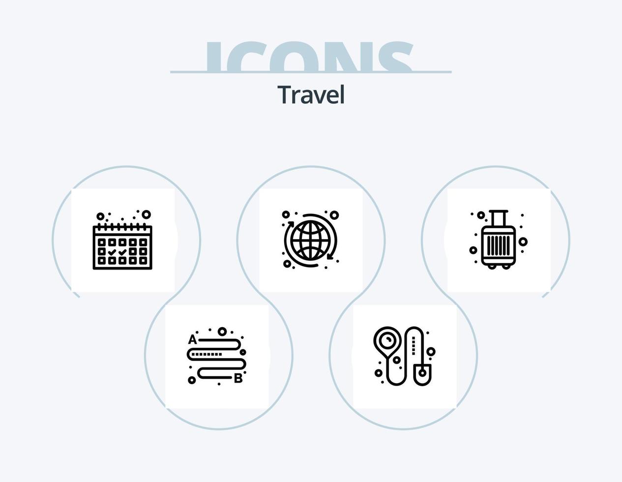 paquete de iconos de línea de viaje 5 diseño de iconos. . horas. lugar. reloj. estrella vector