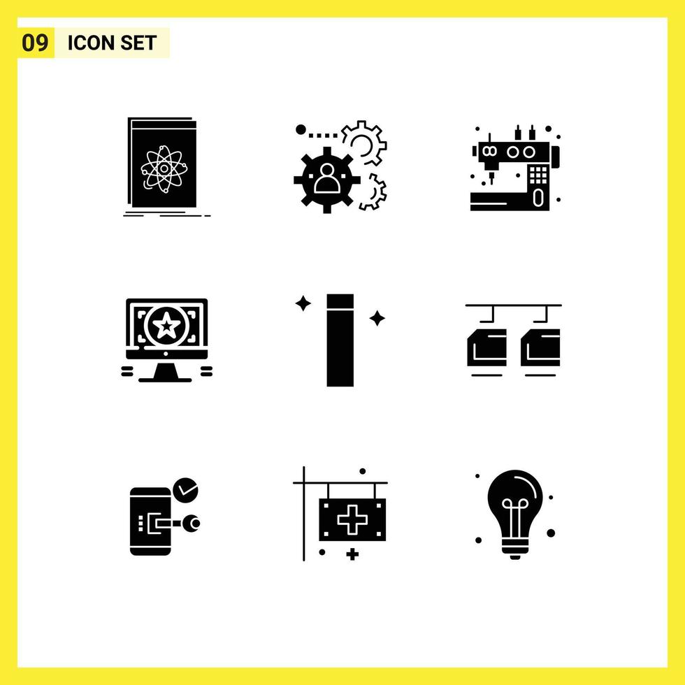 Modern Set of 9 Solid Glyphs and symbols such as graphic application team tailoring sew Editable Vector Design Elements