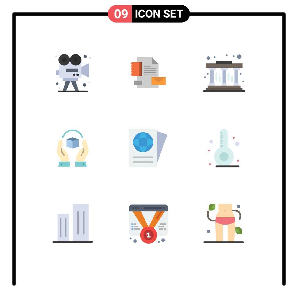 Flat Color Pack of 9 Universal Symbols of responsibility handle company caring learning Editable Vector Design Elements