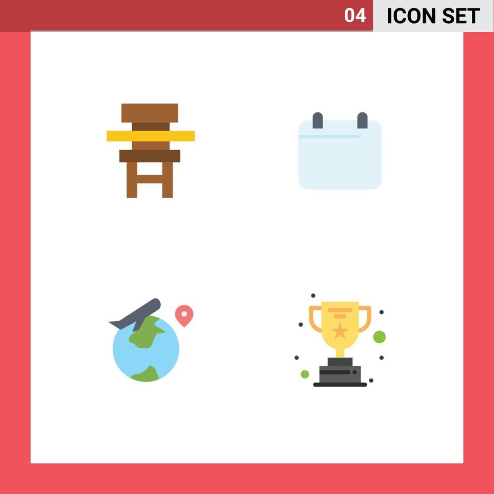 4 Flat Icon concept for Websites Mobile and Apps chair world education day fly Editable Vector Design Elements