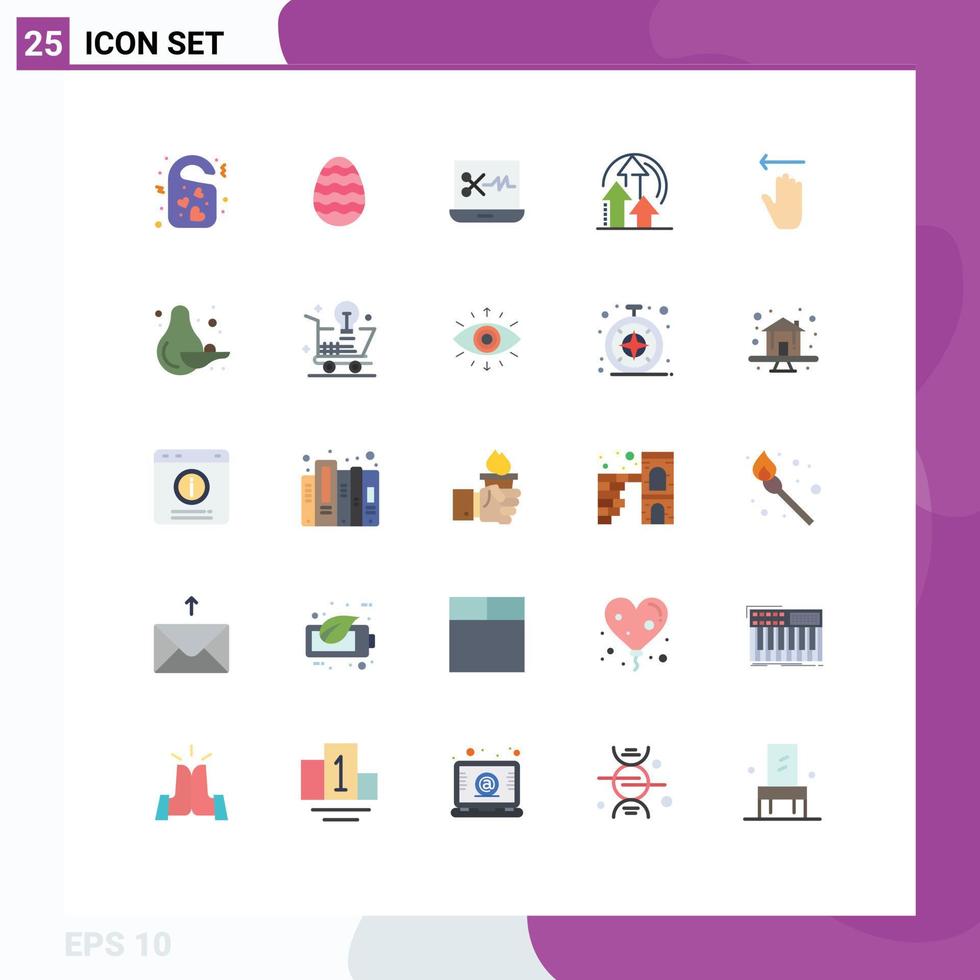 Universal Icon Symbols Group of 25 Modern Flat Colors of arrow product egg performance management Editable Vector Design Elements