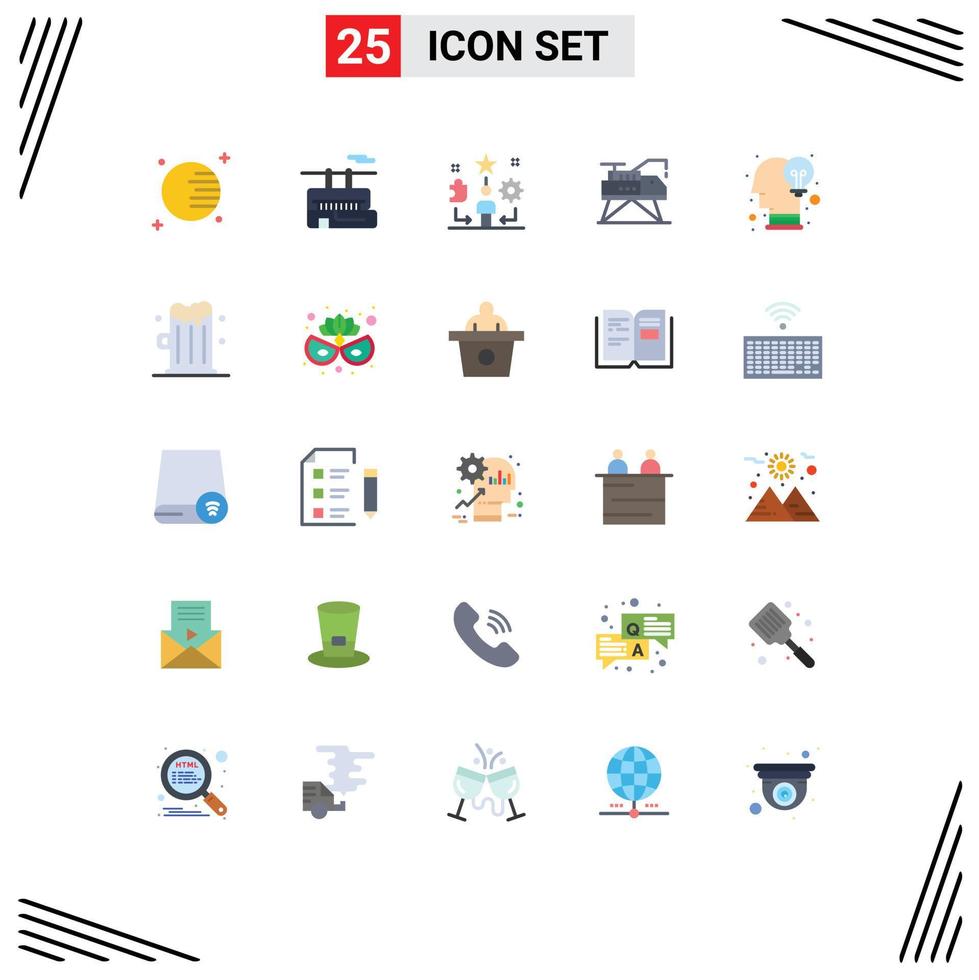 Modern Set of 25 Flat Colors Pictograph of creative platform life laboratory construction Editable Vector Design Elements