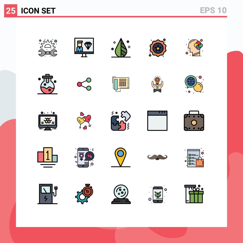 conjunto de 25 iconos de interfaz de usuario modernos signos de símbolos para la herramienta de etiqueta de programación de estrellas humanas elementos de diseño vectorial editables vector