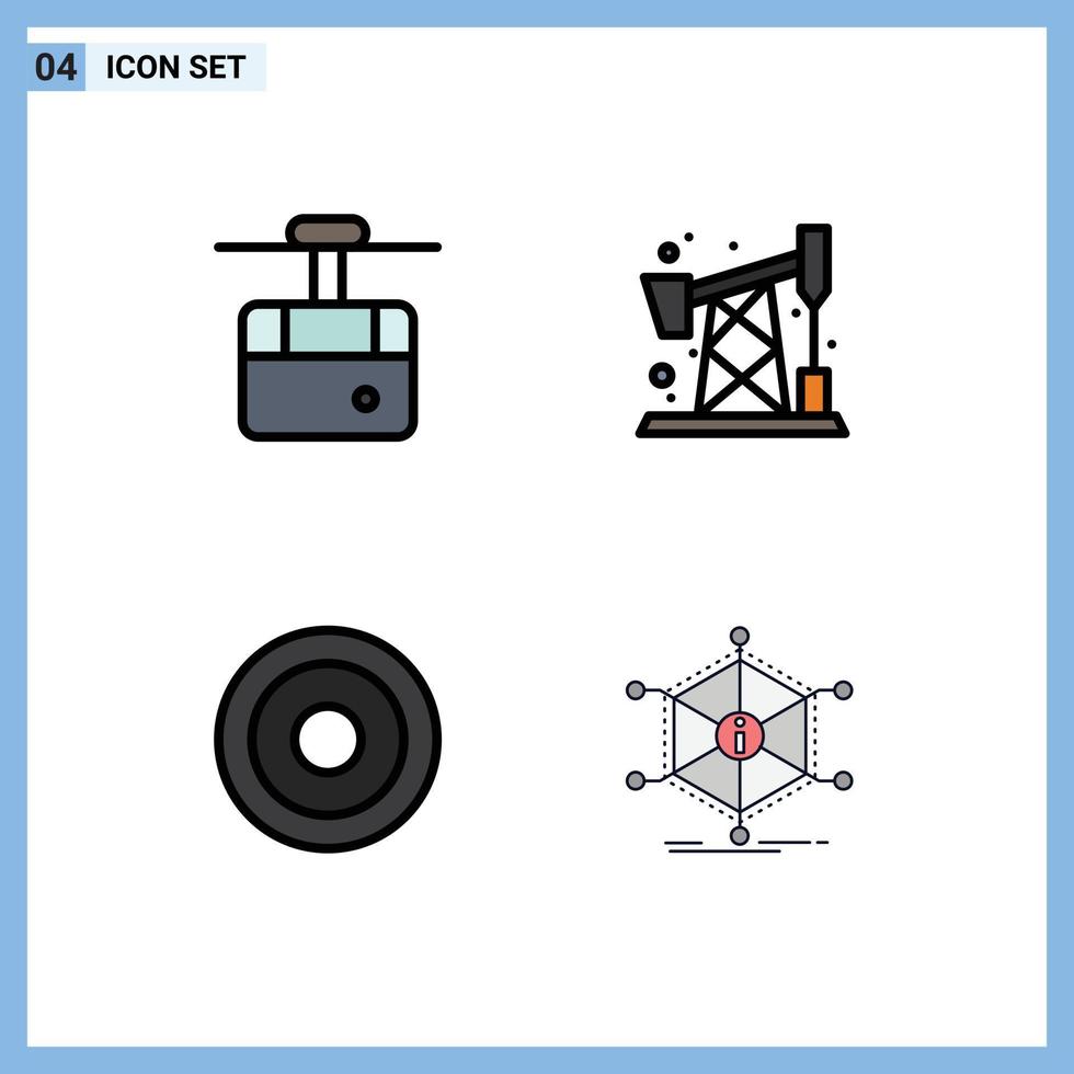 4 Filledline Flat Color concept for Websites Mobile and Apps cable line transport waste data Editable Vector Design Elements