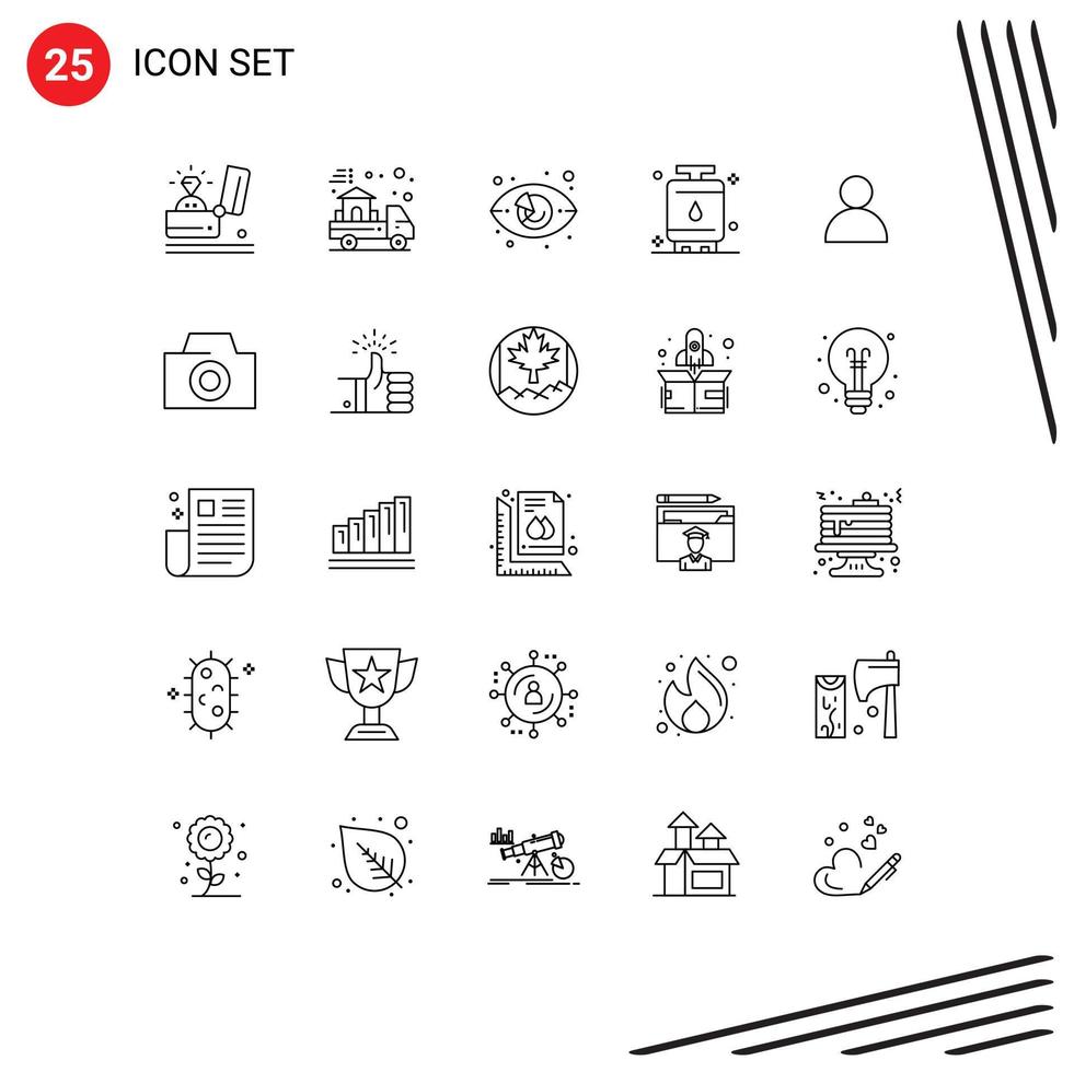 25 User Interface Line Pack of modern Signs and Symbols of power energy real cook market watch Editable Vector Design Elements