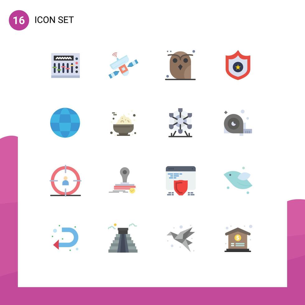 conjunto de 16 iconos de interfaz de usuario modernos símbolos signos para sheriff de la tierra señal policía búho paquete editable de elementos de diseño de vectores creativos
