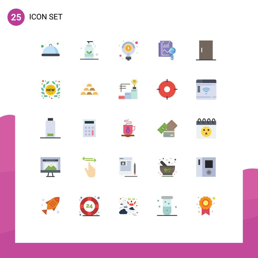 Flat Color Pack of 25 Universal Symbols of computing static yoga file money Editable Vector Design Elements