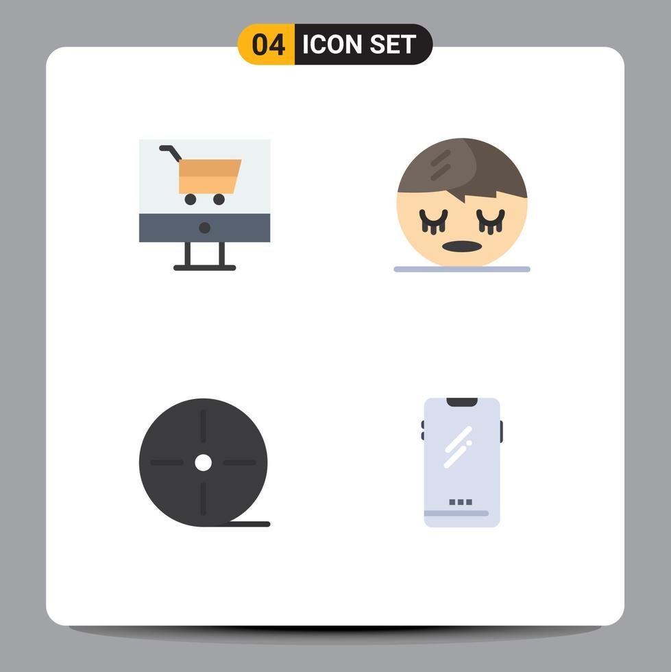 4 Universal Flat Icons Set for Web and Mobile Applications cart gadgets shop element phone Editable Vector Design Elements