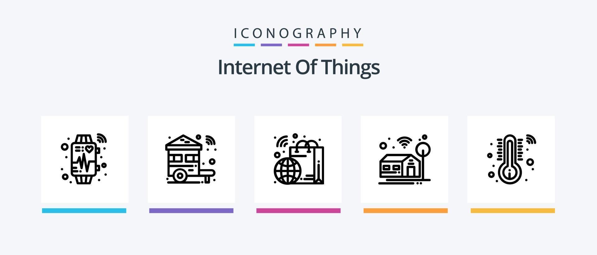 Internet Of Things Line 5 Icon Pack Including smart. computer. wifi. chip. headphone. Creative Icons Design vector