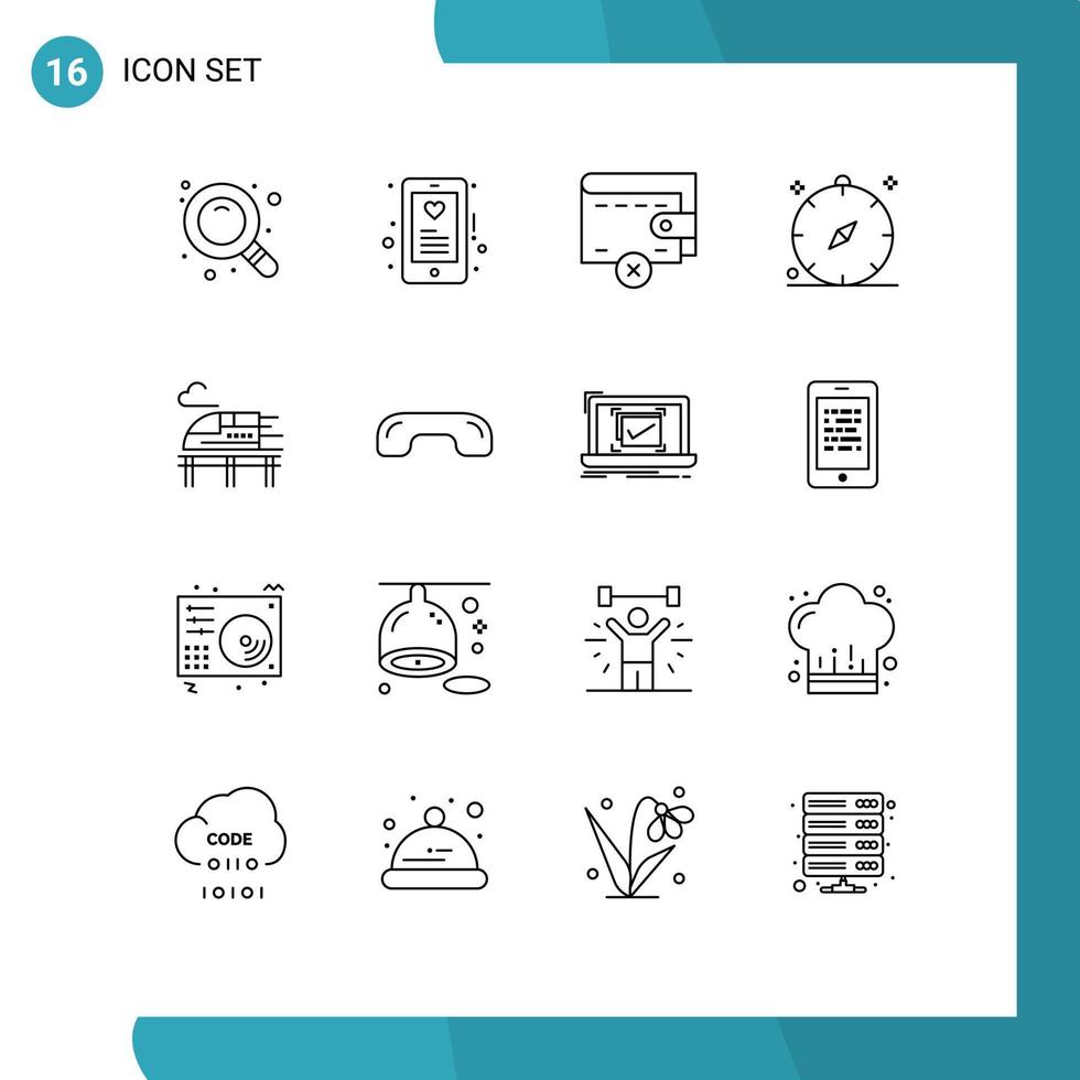 Modern Set of 16 Outlines and symbols such as transport train money summer holiday Editable Vector Design Elements