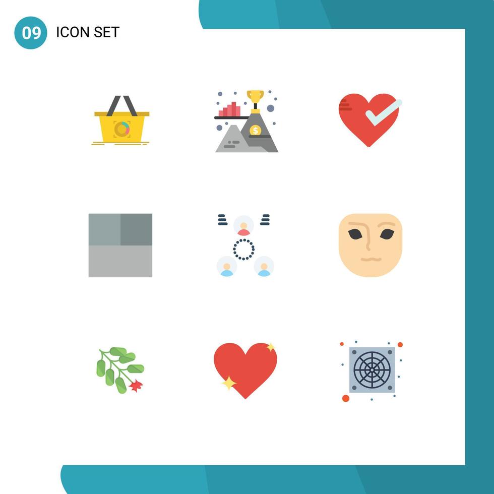 Universal Icon Symbols Group of 9 Modern Flat Colors of group company heart layout tick Editable Vector Design Elements