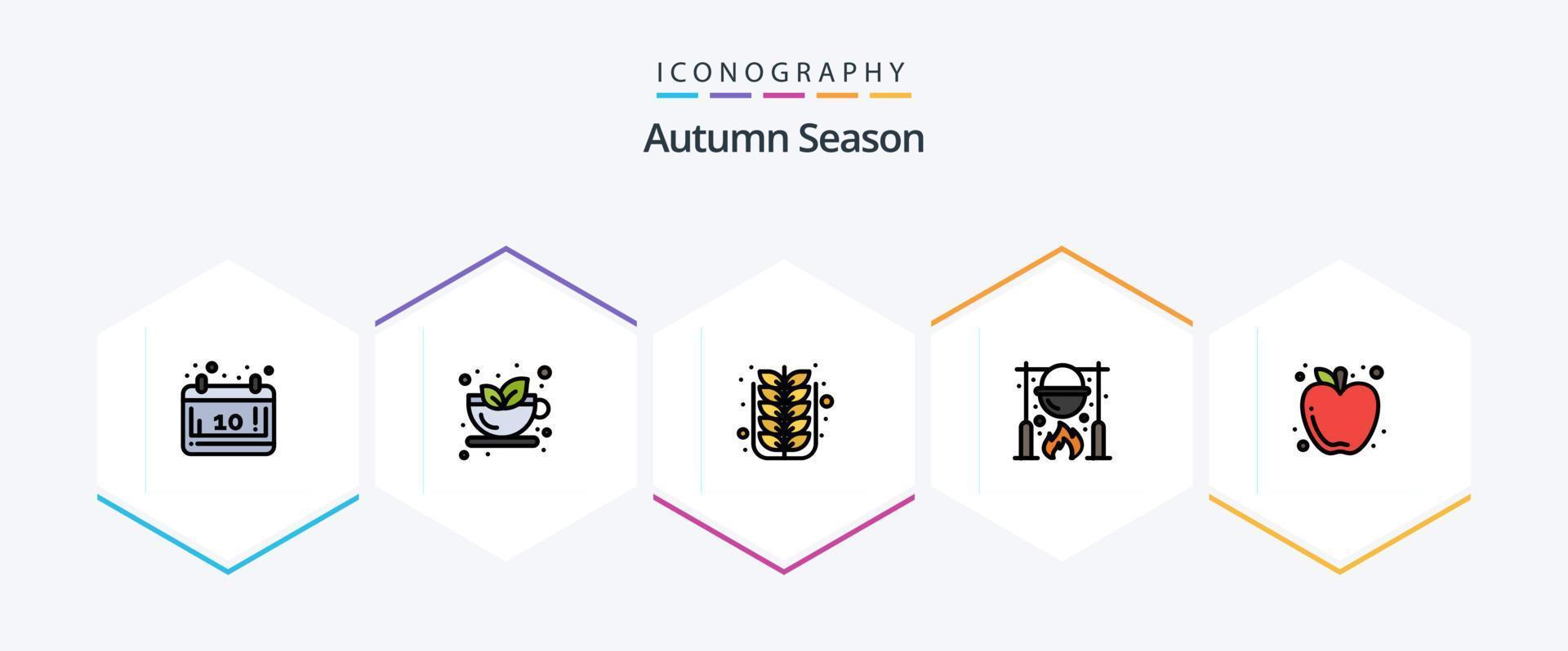Autumn 25 FilledLine icon pack including cooking. picnic. autumn. caldron. tree vector