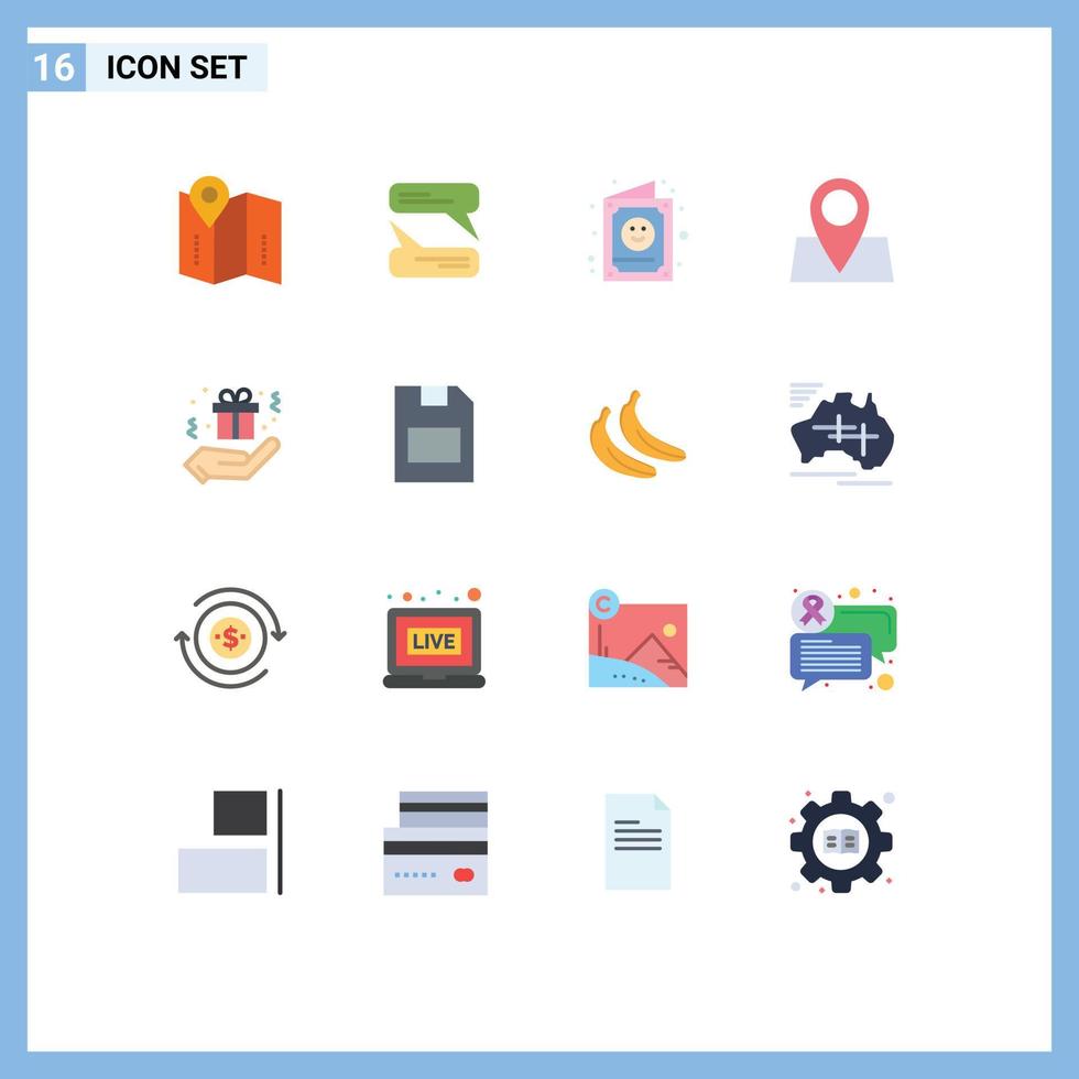 16 Universal Flat Colors Set for Web and Mobile Applications box pad lock child map holiday Editable Pack of Creative Vector Design Elements