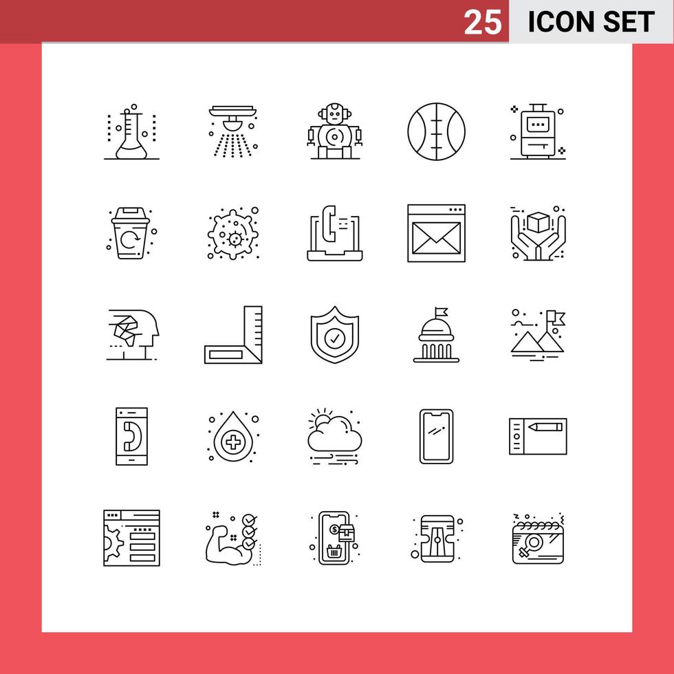 25 User Interface Line Pack of modern Signs and Symbols of city travel fire bag baseball Editable Vector Design Elements