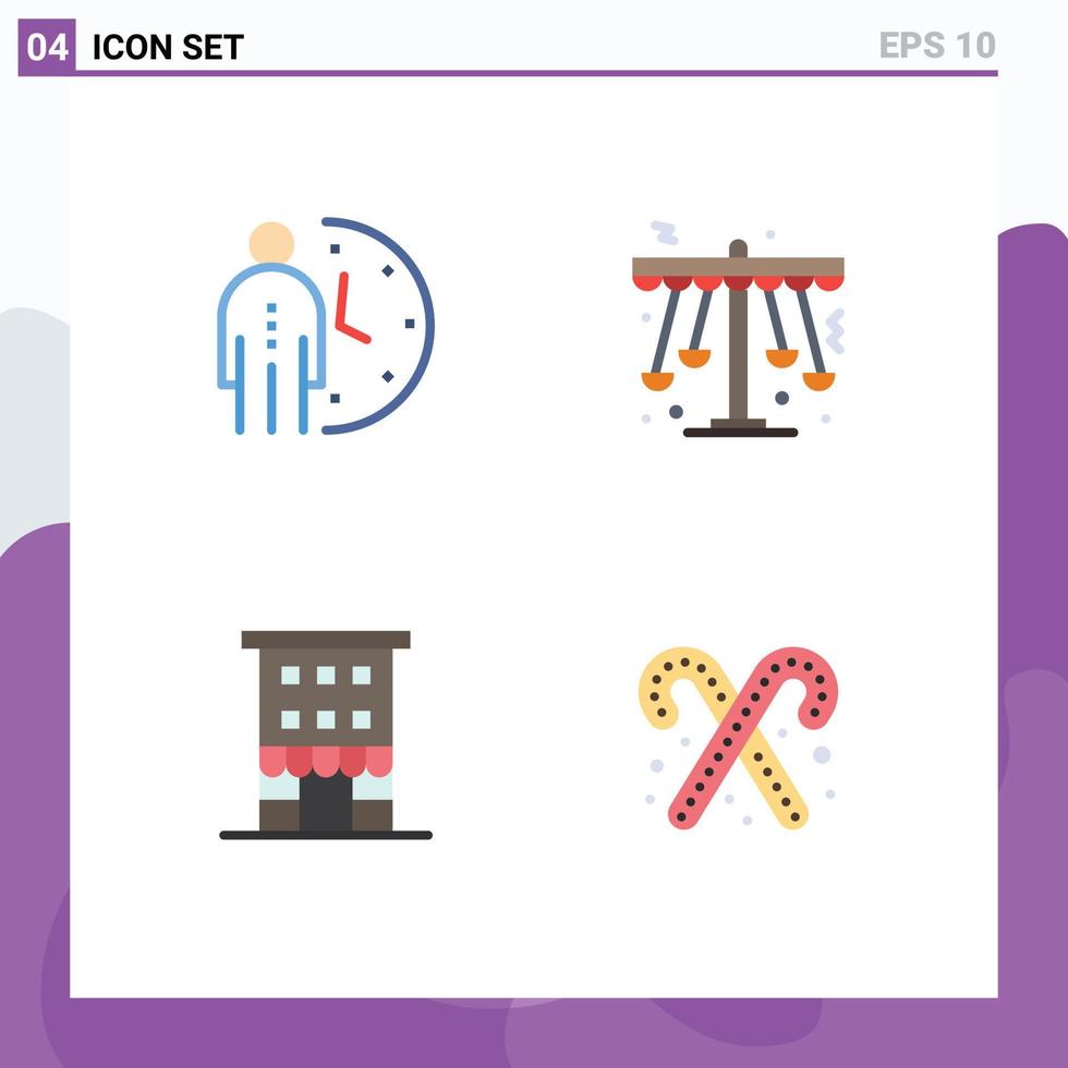 Universal Icon Symbols Group of 4 Modern Flat Icons of clock entertainment optimization swing house Editable Vector Design Elements