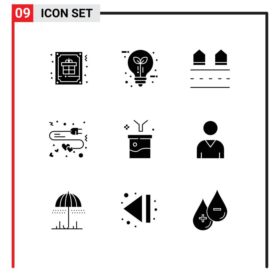 Stock Vector Icon Pack of 9 Line Signs and Symbols for charge extension leaf residences housing Editable Vector Design Elements