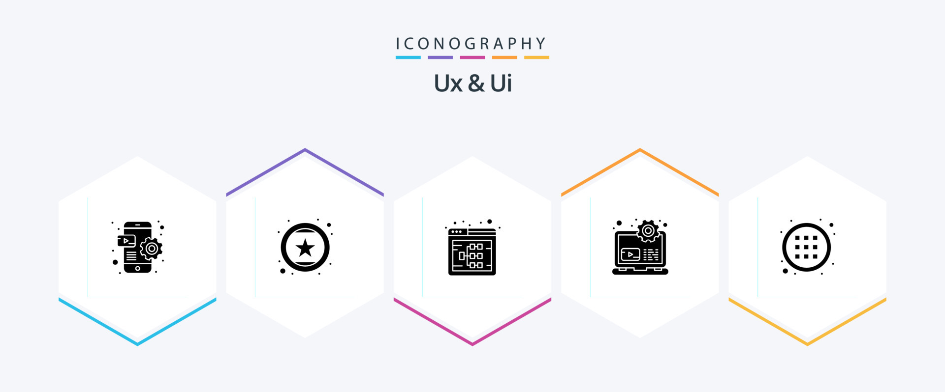 Ux And Ui 25 Glyph icon pack including setting. development. star ...